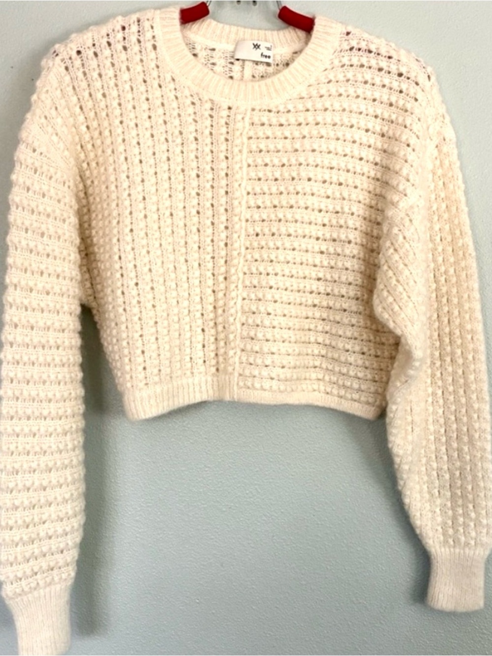 Aritzia Wilfred Free Fortune Sweater Small Cropped Mohair Blend Fuzzy Crewneck
